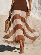 Retro Elegant Square Neck Knitted Chiffon Dress