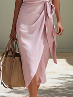 Vacation-style Sleeveless V-neck Midi Dress