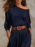 High-end Casual And Relaxed One-shoulder Maxi Dress