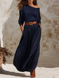 High-end Casual And Relaxed One-shoulder Maxi Dress