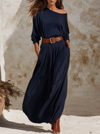 High-end Casual And Relaxed One-shoulder Maxi Dress