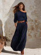 High-end Casual And Relaxed One-shoulder Maxi Dress