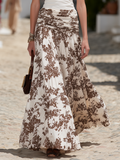 Resort-style Floral Print Chiffon Maxi Skirt
