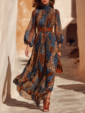 Bohemian Colorful Leopard Print Chiffon Maxi Dress