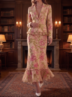 Pink Floral Ruffle Two-Piece Set