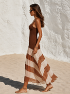 Retro Elegant Square Neck Knitted Chiffon Dress