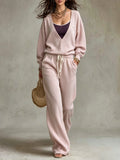 Oversized V-Neck Sweater And Jogger Pants Set