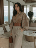 Terracotta Paisley Print Shirt And Trousers Set