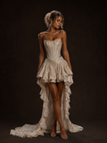 Champagne Corset High-Low Ruffle Dress