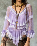Lavender Lace Tiered Ruffle Blouse