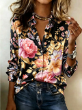 Black Gold Floral Satin Shirt