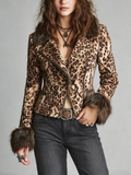 Brown Leopard Faux Fur Jacket