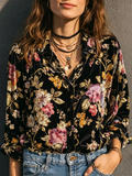 Black Gold Floral Velvet Shirt