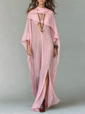 Draped Shawl Collar Plunge Front Kaftan Maxi Dress