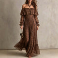 Off-Shoulder Paisley Print Tiered Ruffle Maxi Dress