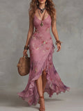 Dusty Pink Sequin Embellished Spaghetti Strap Dress