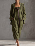 Olive Green Oversized Blazer And Jumpsuit Set
