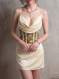 Cream Draped Corset Mini Dress