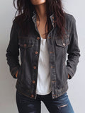 Charcoal Button-Up Denim Jacket