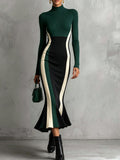 Green Black Mermaid Knit Dress