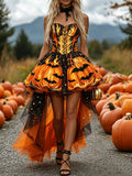 Orange Fire Pumpkin High-Low Tulle Dress