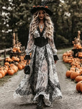 Black White Floral Lace Corset Maxi Dress