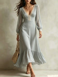 Sage Green Long Sleeve Corset Midi Dress