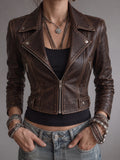 Espresso Brown Asymmetric Biker Jacket