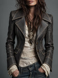 Charcoal Leather Tailored Blazer