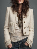 Ivory Textured Tweed Jacket