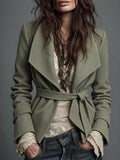 Sage Green Tie-Waist Wrap Jacket
