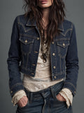 Navy Western Denim Jacket