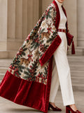 Cream Reindeer Print Velvet Trim Cape
