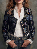 Black Floral Embroidered Cropped Jacket