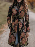 Black Floral Tapestry Long Coat