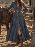 Blue Denim Button-Down Maxi Dress