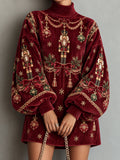 Burgundy Velvet Nutcracker Tunic Dress