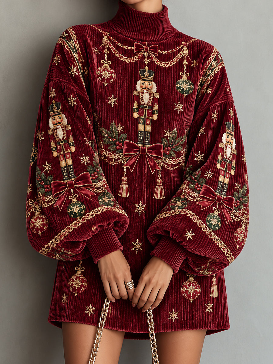 Burgundy Velvet Nutcracker Tunic Dress